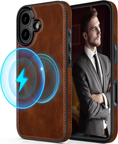 Miniatura 16 de LOHASIC Funda diseñada para iPhone 14 Pro, elegante cubierta trasera magnética de cuero de negocios, a prueba de golpes, compatible con fundas Negro