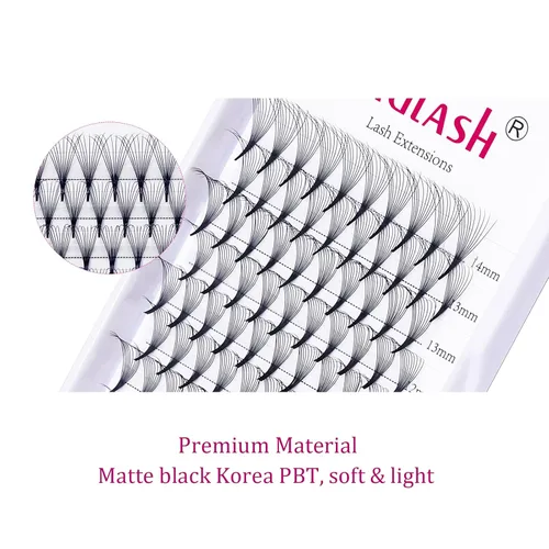Miniatura 4 de FADLASH Extensiones de pestañas postizas en abanico con base puntiaguda 10D, extensiones de pestañas postizas de tallo medio, extensiones