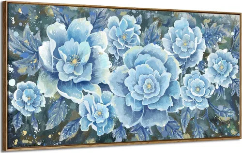 Arte de Pared Grande Azul Decoración de Arte de Pared Moderna Enmarcada Cuadro de Pared para Sala de Estar Dormitorio Oficina Decoración Impresiones