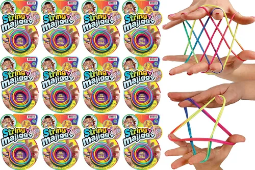 Miniatura 5 de JA-RU Stringy Majiggy Cats Cradle - Juguetes de cuerda chinos (1 cuna para gatos) Juegos de trucos de cuerda de mano para niños y adultos, niñas