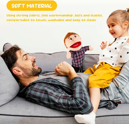 Miniatura 3 de 1 pieza de marionetas de mano familiares de 30 cm, abuelos, mamá y papá, hermano y hermana, marionetas de mano de peluche para niños, juguetes