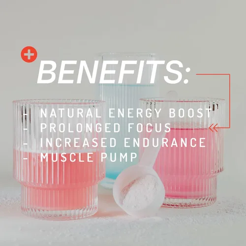 Miniatura 3 de Polvo pre-entrenamiento, totalmente natural para energía, bombeo, resistencia y fuerza, con cafeína (ponche de fruta)