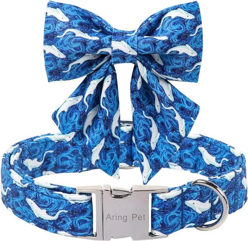 Miniatura 18 de ARING PET Collar de perro con corbatín, collares de terciopelo para perros con corbatín extraíble, collar de lazo ajustable para perros hembras