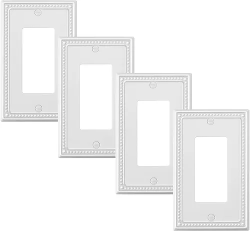 Miniatura 75 de Paquete de 4 placas de cubierta para interruptor de luz de palanca individual, cubiertas decorativas de perlas, placa de pared de metal almendra