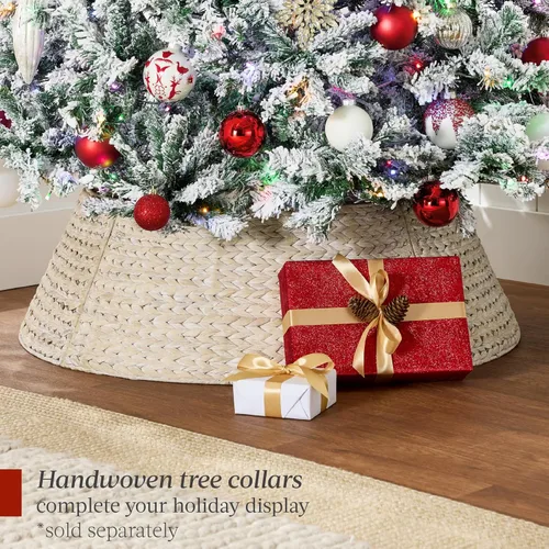 Miniatura 8 de Best Choice Products - Árbol de Navidad artificial preiluminado de pino flocado de 9 pies, 2-en-1, luces LED blancas y multicolor, apariencia Verde