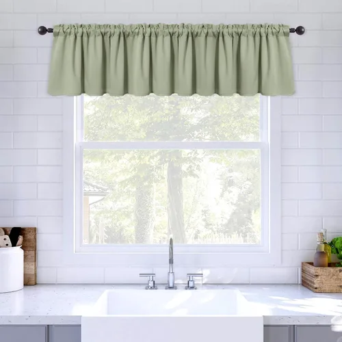 Miniatura 12 de MIULEE Cenefa opaca con bolsillo para cortinero, con aislamiento térmico, cortina corta para ventana pequeña y dormitorio, 42 x 18 pulgadas, 1 Beige