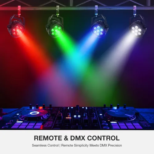 Miniatura 4 de Par de luz LED para escenario: 70 W RGBWA 5 en 1 LED par puede activar por sonido múltiples modos por control remoto y control DMX para eventos