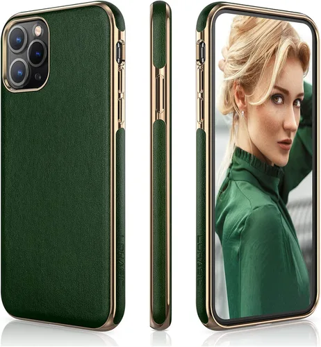 Miniatura 12 de LOHASIC Funda de cuero para iPhone 11, piel sintética delgada con marco galvanizado, agarre antideslizante, parachoques de TPU suave, funda Negro