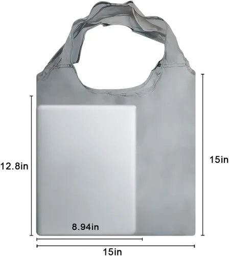 Miniatura 5 de Aricsen Paquete de 20 bolsas de comestibles reutilizables de 15 x 4.5 x 15 pulgadas con asas a granel, bolsas de cocina plegables de gran capacidad