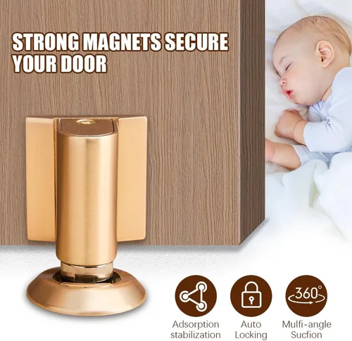 Miniatura 4 de 2026 Nuevo Tope de Cuña para Puerta, Topes Magnéticos para Puerta para la Parte Inferior, Topes de Puerta Invisibles sin Taladro para Puerta Níquel
