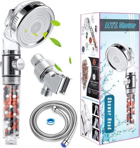 Miniatura 7 de AYI Cabezal de ducha de mano de alta presión filtrado con vitamina C con soporte y manguera de metal, purificador de agua dura, filtro de fluoruro