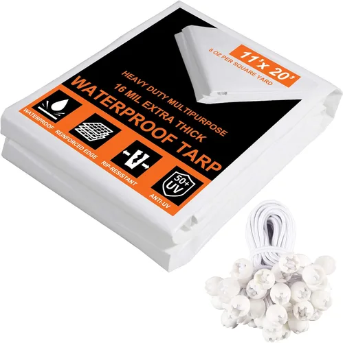 Miniatura 8 de Thanaddo Toldo de repuesto para cochera de 10 x 20 pies, lona con 44 cuerdas elásticas de bola, color gris (solo funda, marco no incluido)