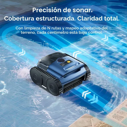 Miniatura 3 de Aspiradora robótica inalámbrica para piscina, limpiador de piscina con unidad de oruga y navegación por sonar, motor sin escobillas de 180 W