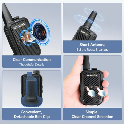 Miniatura 3 de Retevis Walkie Talkies RT15 de largo alcance, mini walkie talkie de carga rápida, USB de carga rápida, radios recargables de 2 vías para adultos