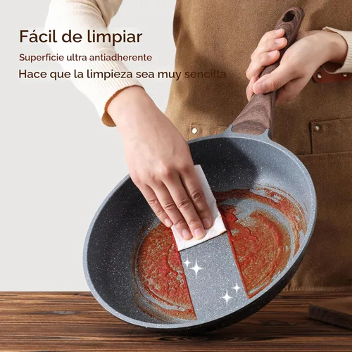 Miniatura 4 de SENSARTE Sartén antiadherente, sartenes de tortilla con revestimiento de granito suizo, utensilios de cocina saludables, sartén de chef sin PFOA Gris