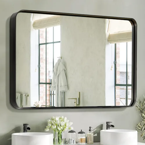 Miniatura 42 de NicBex Espejo de tocador de baño de 32 x 22 pulgadas, espejo de pared con marco de aleación para tocador de baño, dormitorio, pasillo y decoración