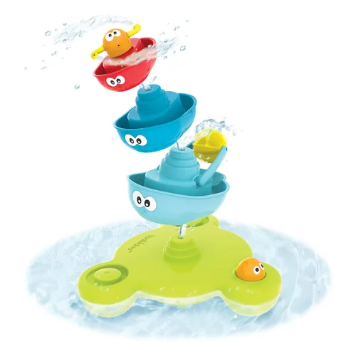 Yookidoo Juguete de baño para bebé (juego de 7 piezas) – Fuente de bañera Stack N' Spray – Fuente mágica de pulverización para diversión en el baño