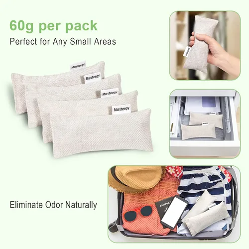 Miniatura 3 de Paquete de 6 bolsas desodorizantes de carbón para zapatos, removedor de olores y eliminador de olores, bolsas purificadoras de aire de carbón