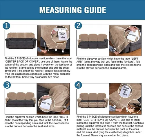 Miniatura 6 de Fundas elásticas para sillón reclinable, de terciopelo de lujo, para sofá reclinable de 3 cojines, funda para sofá reclinable súper suave, protector