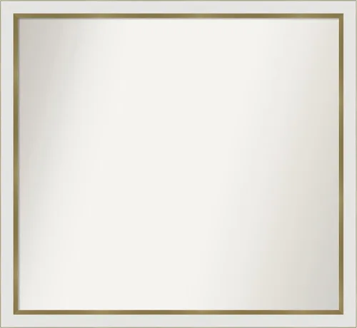 Miniatura 249 de Amanti Art Espejo de baño blanco para sobre el fregadero, 30 x 35 pulgadas, espejo de tocador rectangular estrecho de Eva de oro blanco, marco
