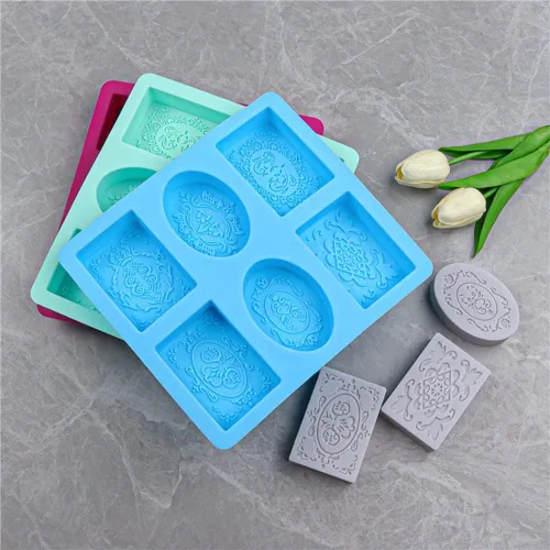Miniatura 3 de Moldes de jabón para hacer jabón, paquete de 2 moldes de silicona para jabón, molde de jabón hecho a mano, rectangular, ovalado y formas de flores