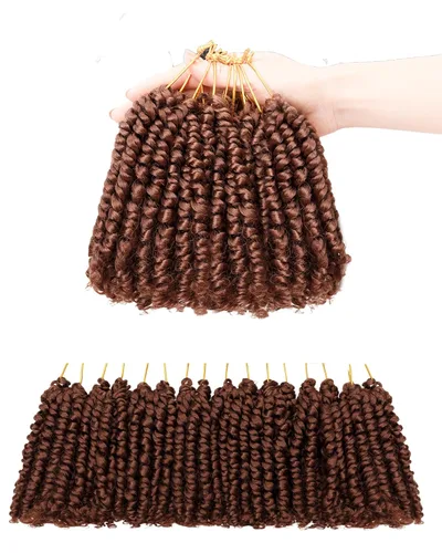 Miniatura 63 de Cabello de Ganchillo Pre-Retorcido Passion Twist para Mujeres Negras y Niños, Cabello Passion Twist Pre-Enrollado Trenzas Bohemias 4 Pulgadas 8