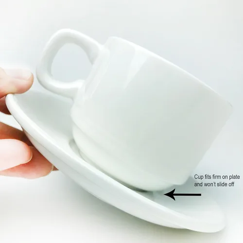 Miniatura 7 de Huji Juego de tazas y platillos de café turco expreso de porcelana fina de 3.2 onzas (4 tazas, 4 platillos)