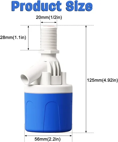 Miniatura 4 de Válvula de flotador de agua de 1/2 pulgada, paquete de 2 válvulas de control automático de nivel de agua para tanque de agua, canaleta de agua