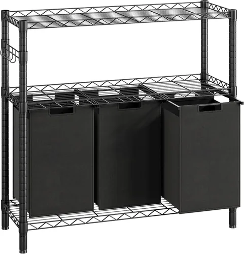 Miniatura 5 de GAOMON Cesta de lavandería, organizador multifuncional para lavandería, clasificador de lavandería con bolsas extraíbles y asas reforzadas, estante