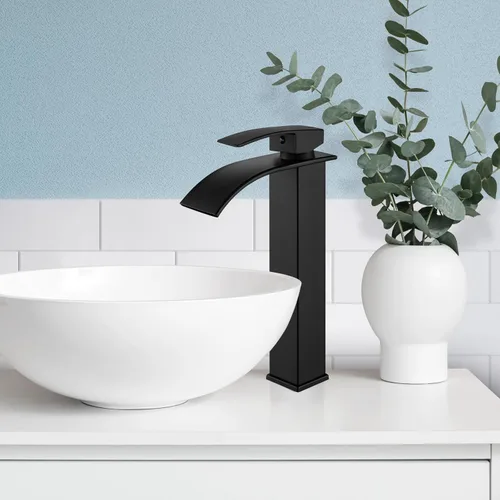 Miniatura 8 de gotonovo Grifo de Baño Alto Tipo Cascada de Una Sola Manija Grifos de Baño para Lavabo de 1 Orificio Grifo de Lavabo Vessel de Acero Inoxidable