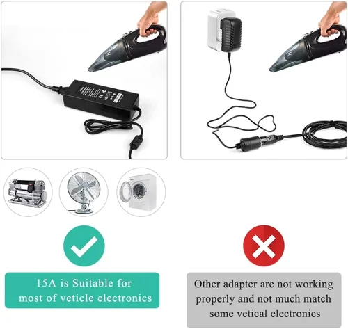 Miniatura 6 de Convertidor de CA a CC, 110-220V a 12V 96W 8A Adaptador de corriente de coche, adaptador de corriente para enchufe de encendedor de cigarrillos