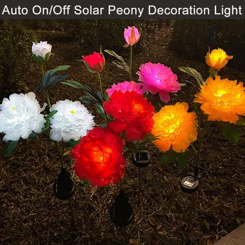 Miniatura 9 de Aolyty Luces solares de jardín de flores, luz solar de peonía para decoración al aire libre, IP65, luces solares de estaca impermeables, paquete