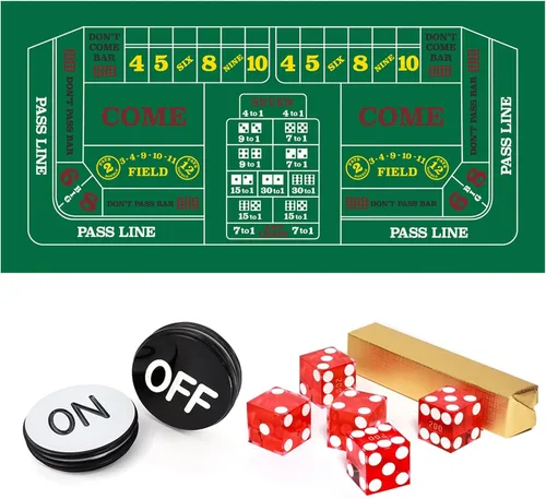 GSE Games & Sports Expert Juego de mesa de dados de casino. Incluye un fieltro de diseño de dados, 5 dados de casino y un botón de poker de dados