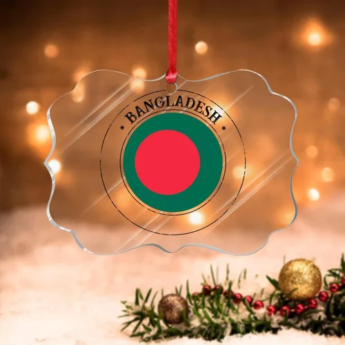 Miniatura 25 de Adorno de árbol de Navidad de Bahamas, bandera de las Bahamas, adornos acrílicos para decoraciones de Navidad, bandera nacional, recuerdo del país