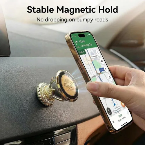 Miniatura 7 de Soporte magnético de lujo para teléfono de automóvil, rotación de 360 grados, imán súper fuerte todo de metal, soporte universal de teléfono