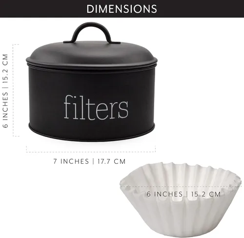 Miniatura 4 de AuldHome Design Soporte para filtro de café (negro), contenedor de almacenamiento de filtro de esmalte en diseño moderno de esmalte de granja