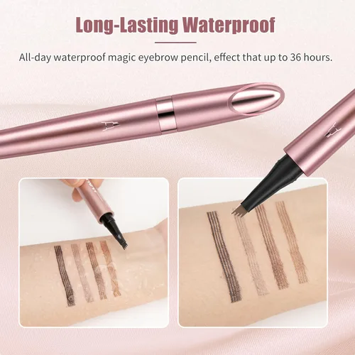 Miniatura 4 de Microblading - Lápiz de cejas 3D de 4 puntas, resistente al agua, de larga duración, con efecto de maquillaje natural para todo el día (negro)