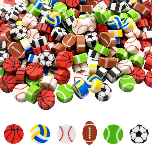 300 piezas de mini gomas de borrar con patrón de pelotas deportivas, surtido de gomas de borrar novedosas para lápices, a granel para premios,