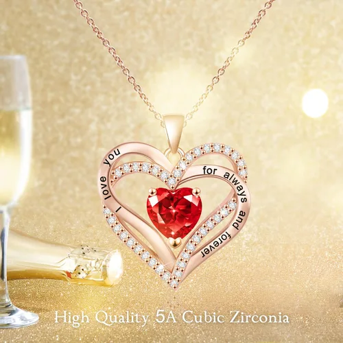 Miniatura 9 de Beauyist Birthstone Necklaces for Women & Girls, Love Heart Pendant Necklace Chains Jewelry Gifts, 5A Zirconia I Love You Necklace, Anniversary