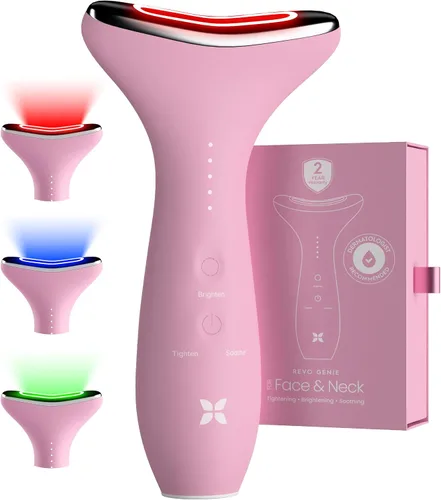 Miniatura 8 de REVO Genie Masajeador facial para cara y cuello, dispositivo de belleza LED con calor y vibración, herramienta de escultura con modos de luz roja