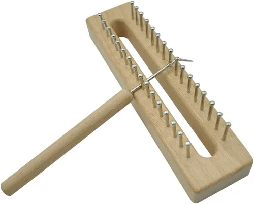 Miniatura 7 de EXCEART - Telar de tejido de madera de haya maciza con gancho de ganchillo, kit de telar ligero para tejer bufanda y manualidades fáciles de hacer