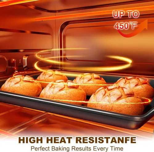 Miniatura 6 de Juego de 3 bandejas para hornear, bandejas de galletas comerciales para hornear, bandejas antiadherentes de medio/cuarto/rollo de gelatina, bandeja
