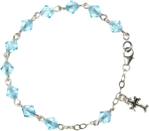Miniatura 3 de Pulsera de rosario para niñas hecha con cristales austriacos, vidrio (comunión, boda, reconciliación, Navidad, Pascua, regalo), Vidrio
