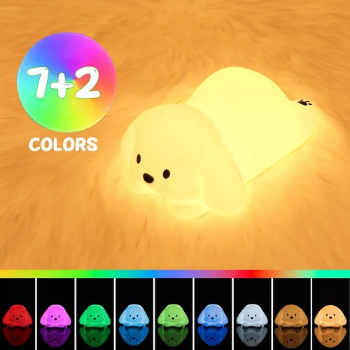 Miniatura 7 de ZKLiLi Lámpara nocturna para niños, lámpara de 16 colores linda, luces nocturnas regulables para bebé, luz nocturna recargable de silicona
