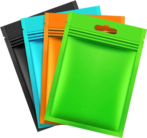 200 piezas de bolsas Mylar Zip Lock. Bolsas de papel de aluminio, plano metálico Mylar Foil plano, bolsas ZipLock de almacenamiento de alimentos.