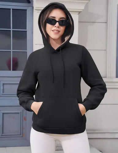 Miniatura 107 de MAGCOMSEN Sudaderas con capucha para mujer, con forro de sherpa, de vellón, para invierno, cálido, pesado, de algodón, con bolsillo