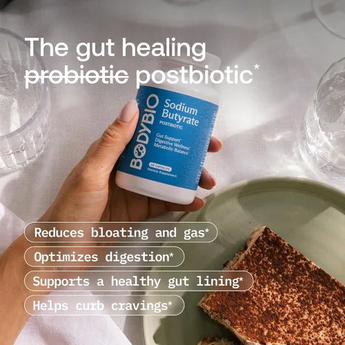 Miniatura 4 de BodyBio Butirato - Postbiótico para la Salud Intestinal, Apoyo Digestivo, Alivio de Hinchazón, Gases y Estreñimiento, Reparación de Intestino
