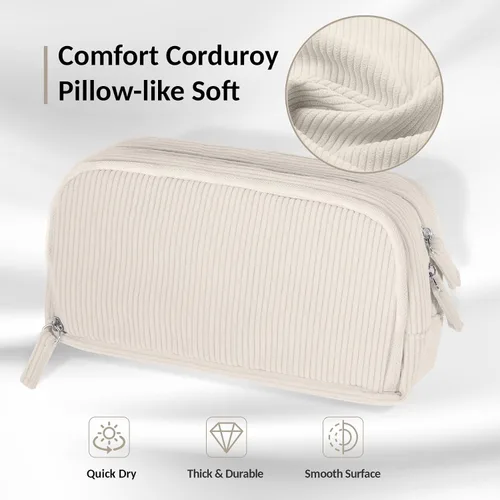 Miniatura 2 de Sooez Estuche de Lápices de Gran Capacidad con Funda para Bolígrafos, Bolsa de Lápiz de Corduroy Suave con 3 Compartimentos, Múltiples Bolsillos