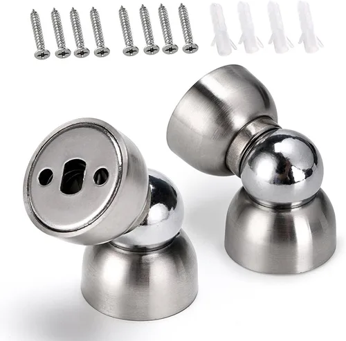 Miniatura 8 de Sumnacon 2 mini topes de puerta de acero inoxidable, potente tope magnético de puerta con tornillos, soporte de puerta resistente para dormitorio