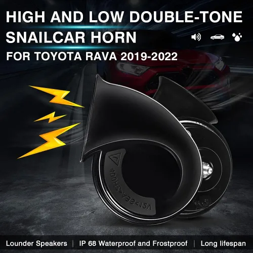 Miniatura 2 de Autorder Kit de bocina de coche para Toyota RAV4 2025 2024 2023 2022 2021 2020 2019 Accesorios 12V Bocina de caracol impermeable de tono alto bajo